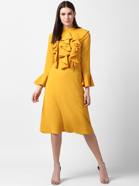 

StyleStone Women Yellow Solid Fit and Flare Dress