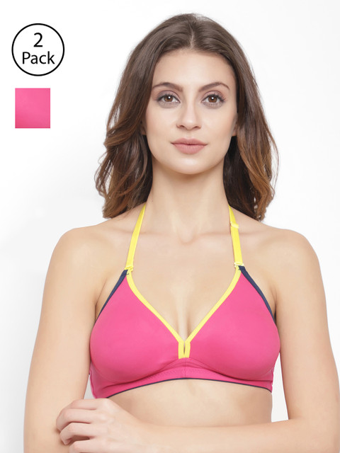 

Floret Pack of 2 Solid Non-Wired Non Padded T-shirt Bras, Pink