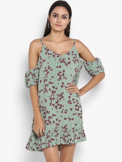 

MIAMINX Women Green Printed A-Line Dress