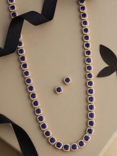 

Tistabene Gold-Plated Blue Stone Studded Jewellery Set