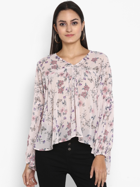 

MIAMINX Women Pink Printed A-Line Top