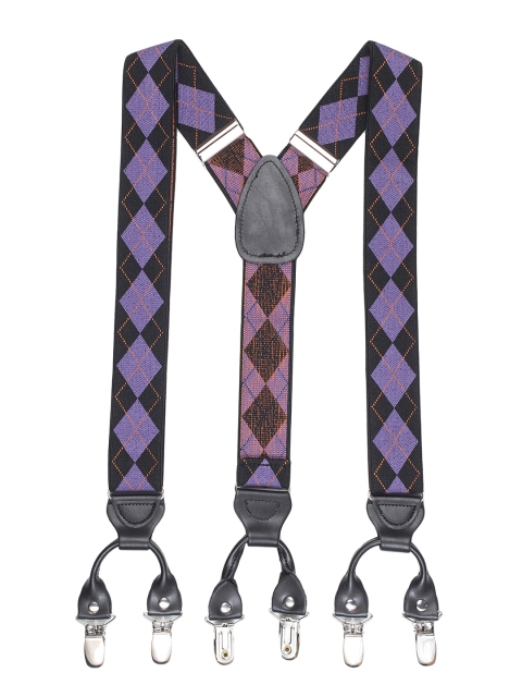 

Alvaro Castagnino Men Black & Purple Patterned Suspenders