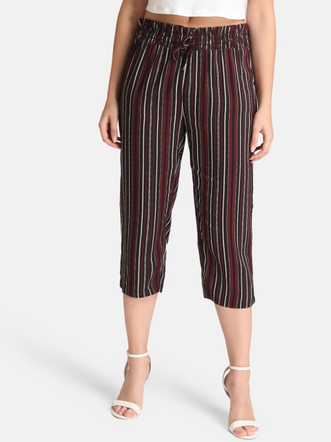 

Kazo Women Maroon & White Slim Fit Striped Culottes