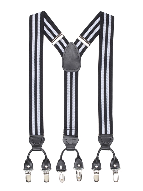 

Alvaro Castagnino Men Black & White Striped Suspenders