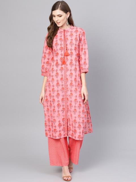 

Yuris Women Pink & Peach-Coloured Printed Kurta with Palazzos
