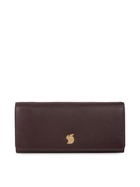 

PURE LUXURIES LONDON Women Burgundy Solid Two Fold Leather Wallet