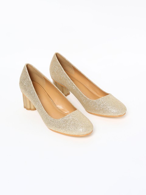 

Ginger by Lifestyle Women Gold-Toned Textured Block Heels