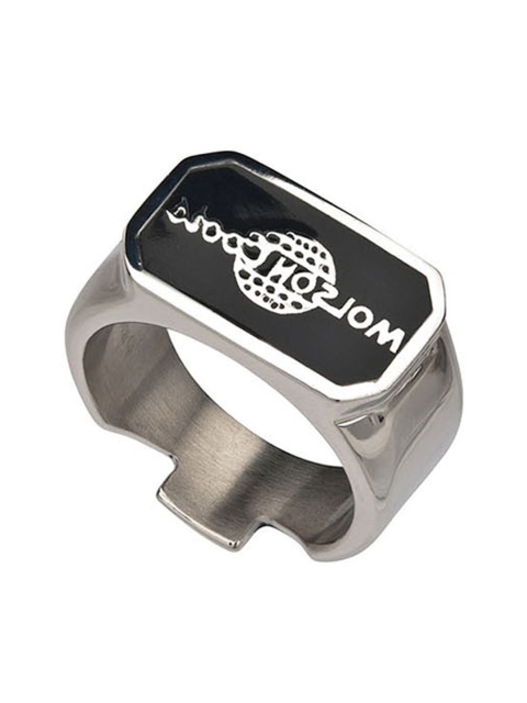 

Inox Jewelry Women Black & Silver-Toned Stainless Steel Molsoncoors Bottle Opener Ring
