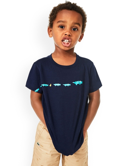 

Lacoste Boys Navy Blue Printed Round Neck T-shirt
