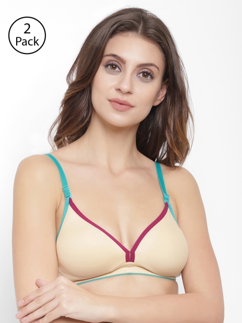 

Floret Pack of 2 Solid Non-Wired Non Padded T-shirt Bras, Beige