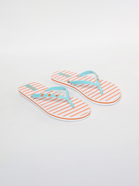 

Ginger by Lifestyle Women Blue & Orange Striped Thong Flip-Flops