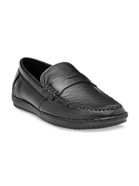 

Teakwood Leathers Men Black Antibacterial Leather Formal Slip-Ons