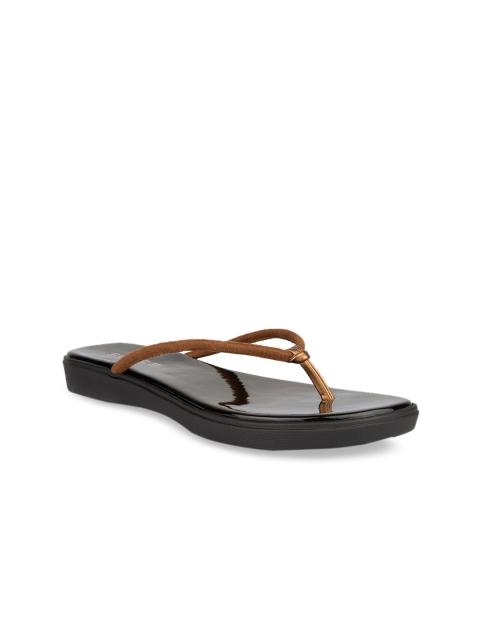 

SOLES Women Tan Brown Solid Open Toe Flats