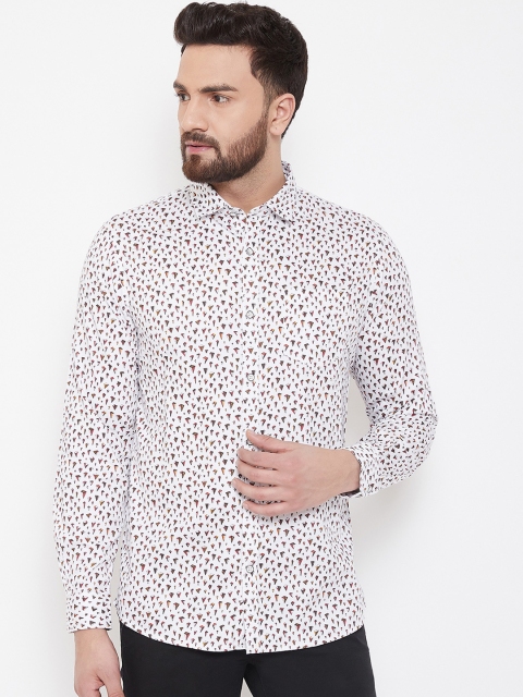 

Canary London Men Off-White & Maroon Slim Fit Printed Casual Shirt
