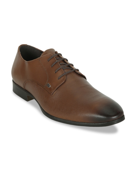 

ID Men Brown Textured Leather Formal Derbys