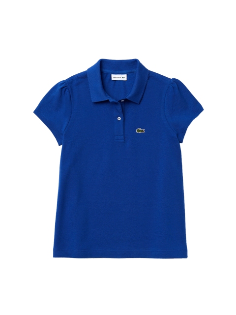 Lacoste Girls Blue Solid Polo Collar T-shirt