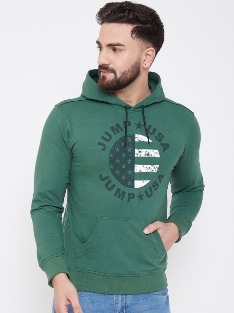 

JUMP USA Men Green Printed Hooded Sweatshirt