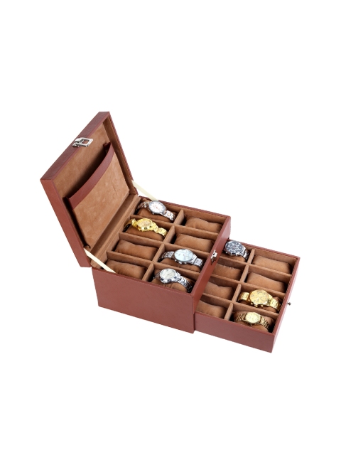 

Leather World Unisex 16 Slots Brown Watch Organiser Box