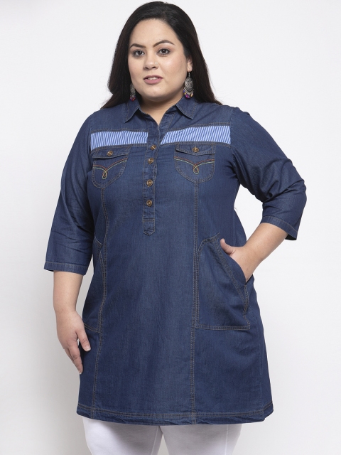 

plusS Women Blue Solid Tunic