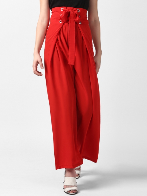 

StyleStone Women Red Regular Fit Solid Parallel Trousers