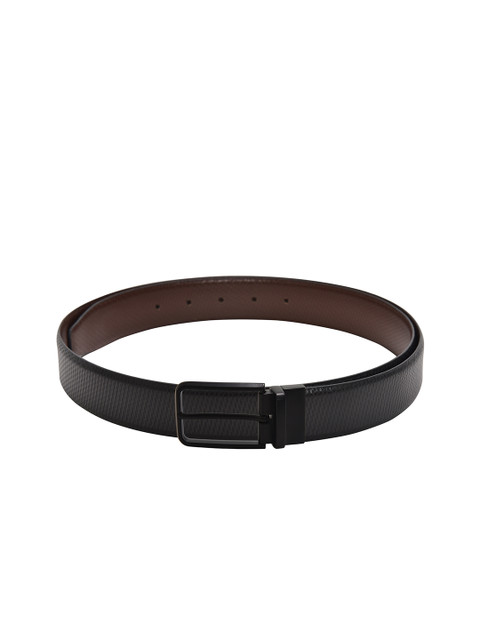 

Second SKIN Men Black & Coffee Brown Textured Reversible Leather Belt