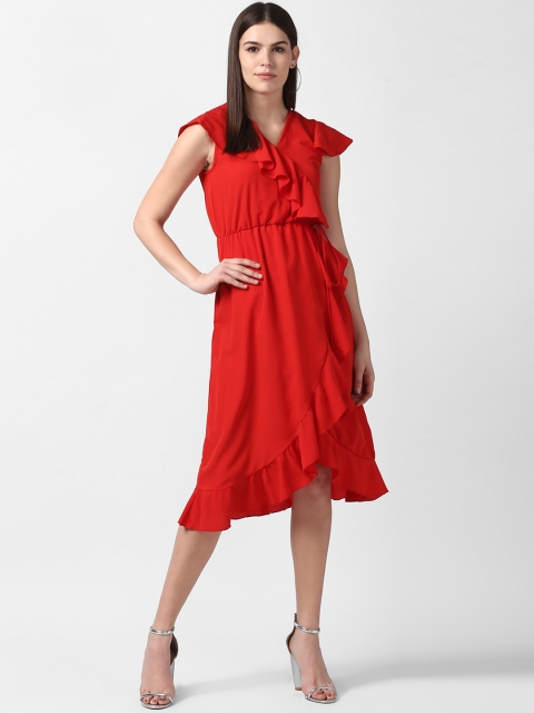 

StyleStone Women Red Solid Fit and Flare Dress