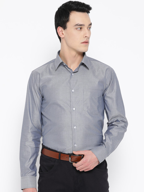 

Hancock Men Grey Premium Slim Fit Printed Formal Shirt