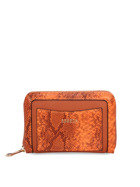 

ESBEDA Women Orange Printed Zip Around Wallet