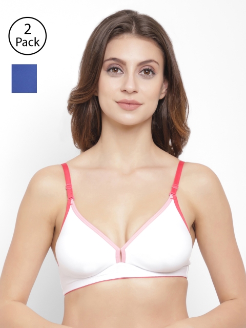 

Floret Pack of 2 Solid Non-Wired Non Padded T-shirt Bras, Blue