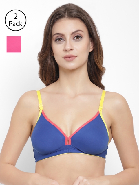 

Floret Pack of 2 Solid Non-Wired Non Padded T-shirt Bras, Pink
