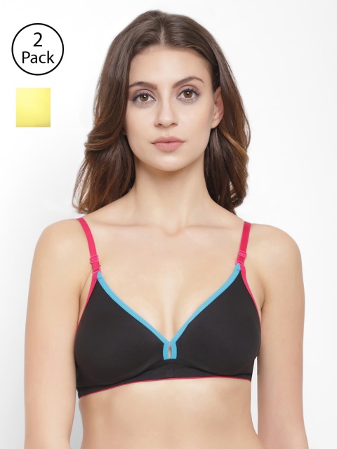 

Floret Pack of 2 Solid Non-Wired Non Padded T-shirt Bras, Black