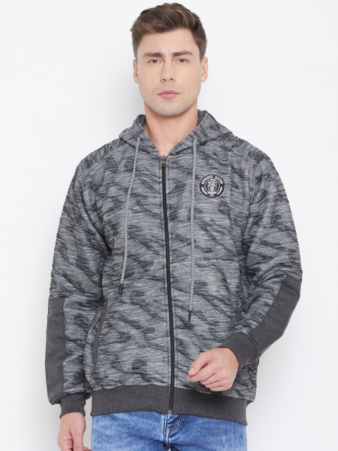 

Duke Men Grey Self Design Hooded Sweatshirt