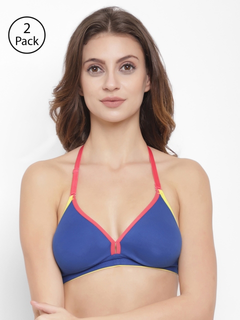 

Floret Pack of 2 Solid Non-Wired Non Padded T-shirt Bras, Blue