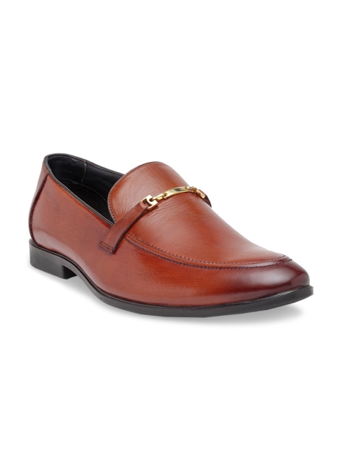 

Teakwood Leathers Men Tan Brown Antibacterial Leather Formal Slip-Ons