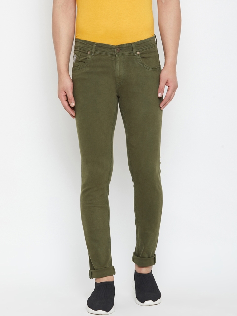 

American Archer Men Olive Green Skinny Fit Low-Rise Clean Look Stretchable Jeans