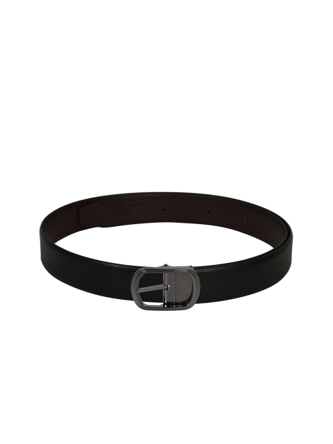 

Second SKIN Men Black & Coffee Brown Textured Reversible Leather Belt