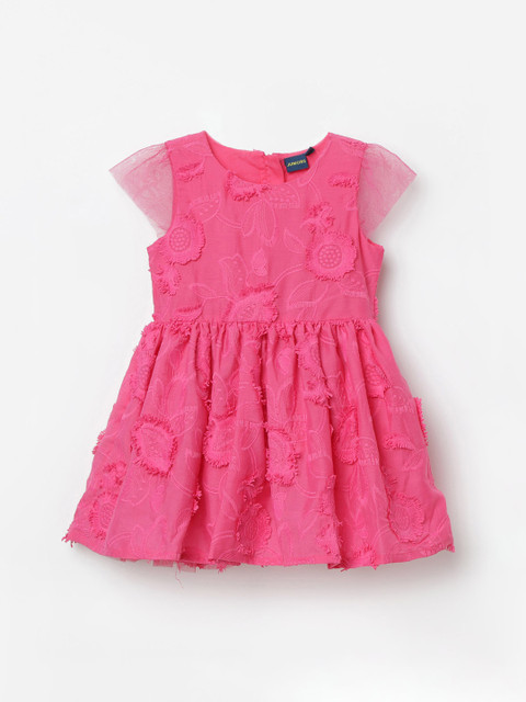 

Juniors by Lifestyle Girls Pink Self Design Fit and Flare Dress