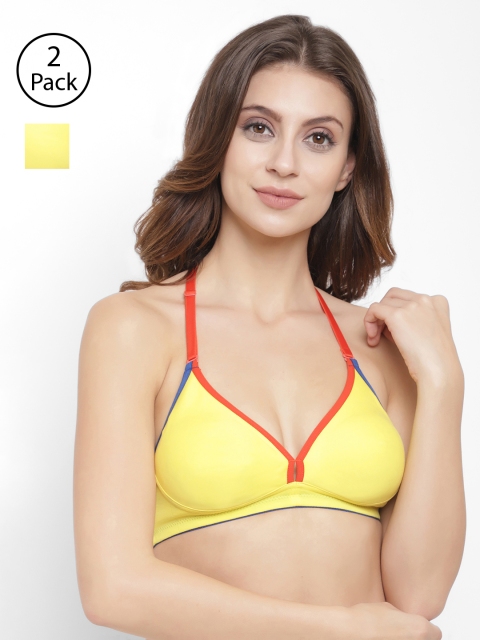 

Floret Pack of 2 Solid Non-Wired Non Padded T-shirt Bras, Yellow