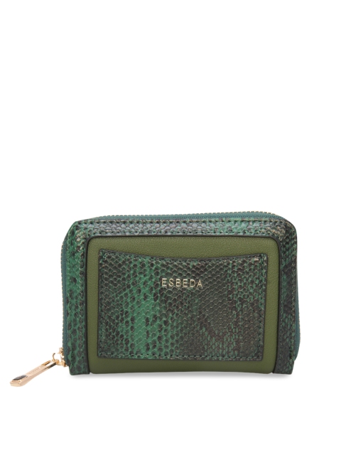 

ESBEDA Women Green Printed Zip Around Wallet