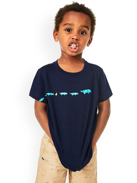 

Lacoste Boys Navy Blue Printed Round Neck T-shirt