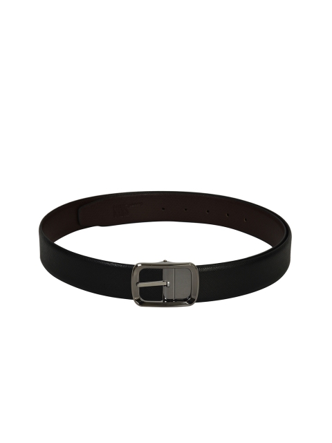 

Second SKIN Men Black & Coffee Brown Textured Reversible Leather Belt