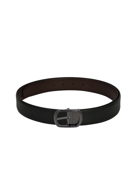 

Second SKIN Men Black & Coffee Brown Textured Reversible Leather Belt