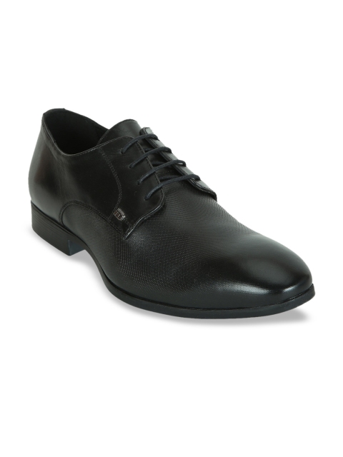 

ID Men Black Textured Leather Formal Derbys