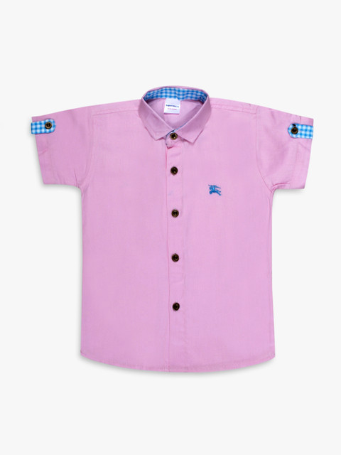

Superminis Boys Pink & Blue Regular Fit Solid Casual Shirt