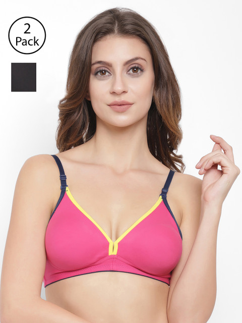 

Floret Pack of 2 Solid Non-Wired Non Padded T-shirt Bras, Pink