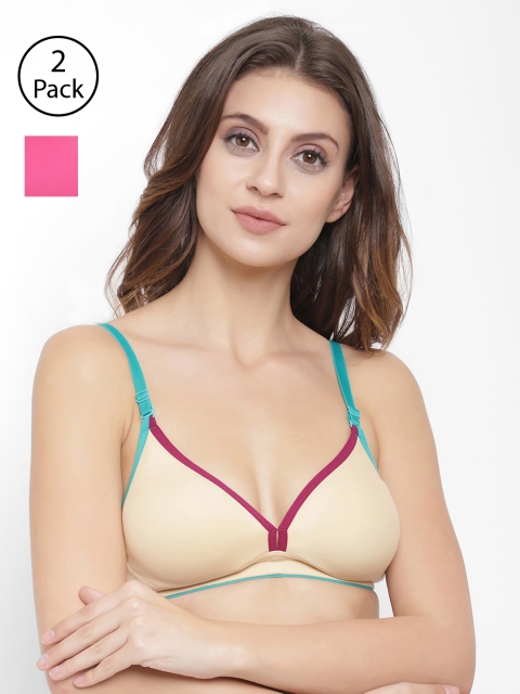 

Floret Pack of 2 Solid Non-Wired Non Padded T-shirt Bras, Beige