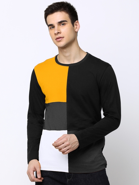 

Maniac Men Black & White Colourblocked Round Neck Slim Fit T-shirt