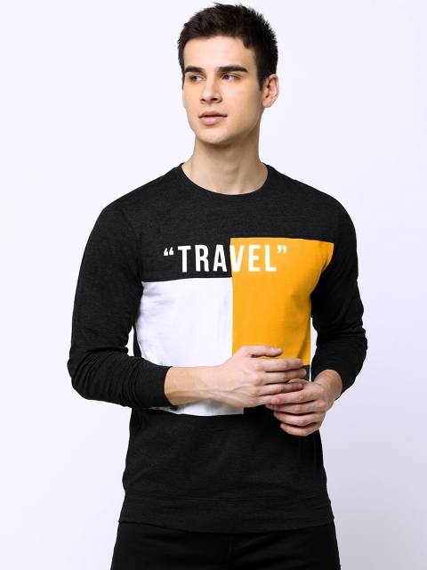 

Maniac Men Black Colourblocked Round Neck Slim Fit T-shirt