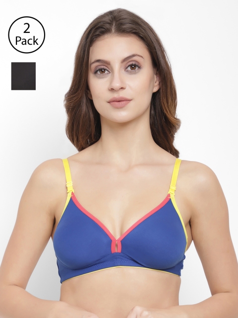 

Floret Pack of 2 Solid Non-Wired Non Padded T-shirt Bras, Blue
