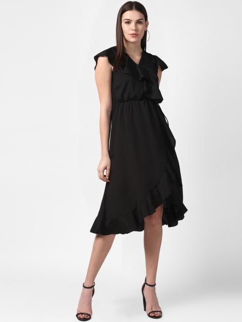 

StyleStone Women Black Solid Ruffled Fit & Flare Dress